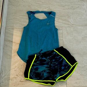 Nike Dri Fit  Aqua Blue Tank and Shorts Set